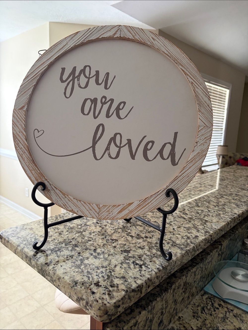 You Are Loved Round Wall Sign - White and Brown